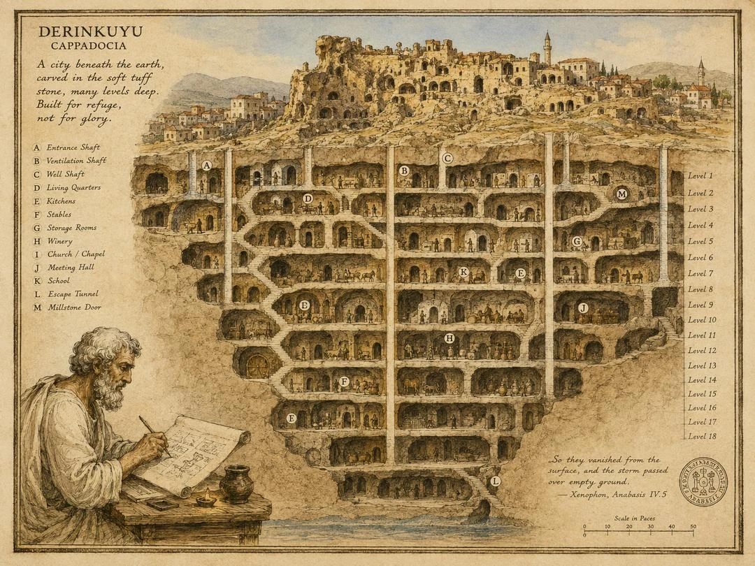 Illustration accompanying The Dungeon Where People Actually Lived in Ancient Mega Dungeons