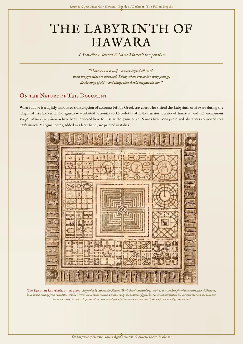 The Labyrinth of Hawara tabletop material cover