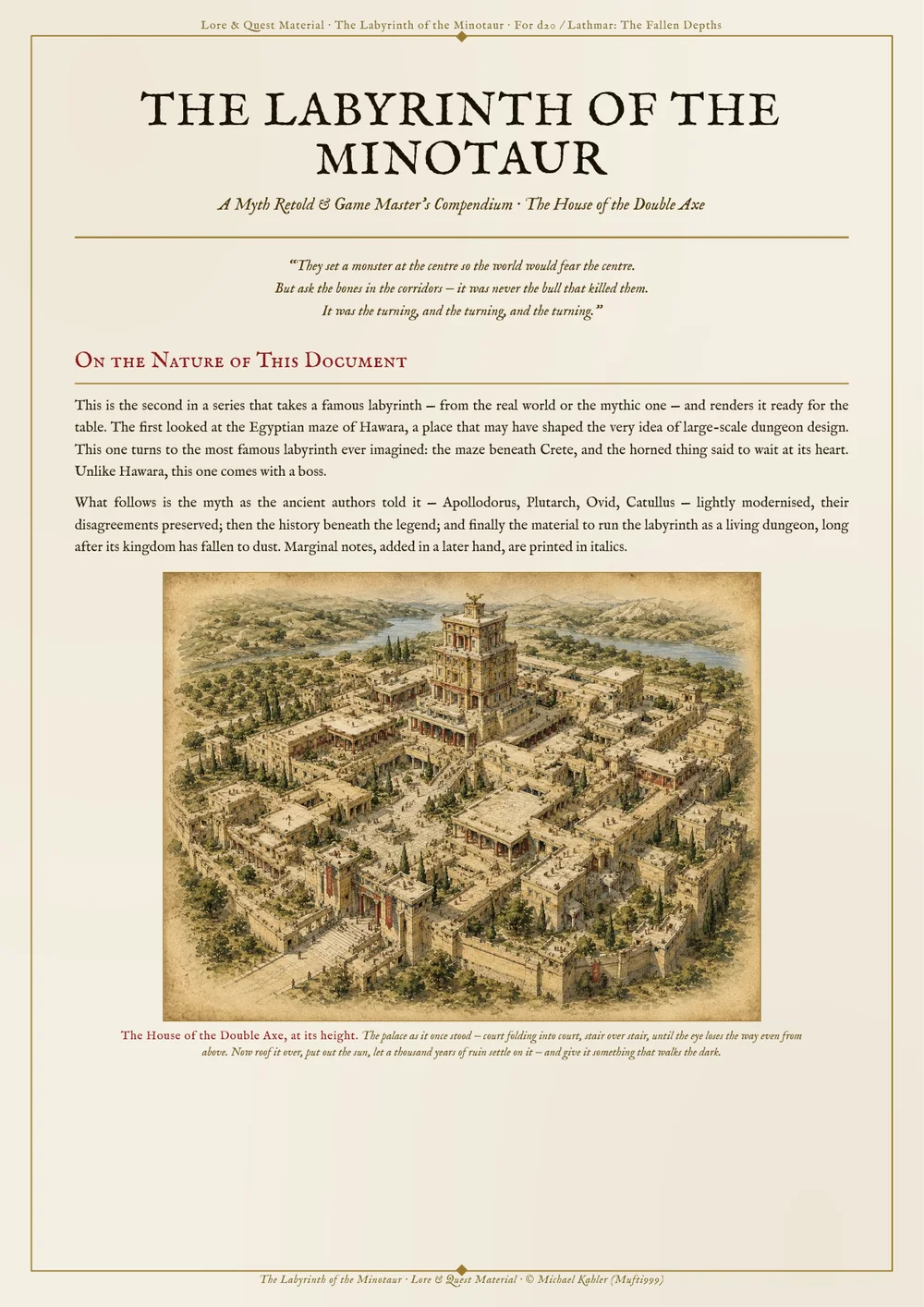 The Labyrinth of the Minotaur tabletop material cover