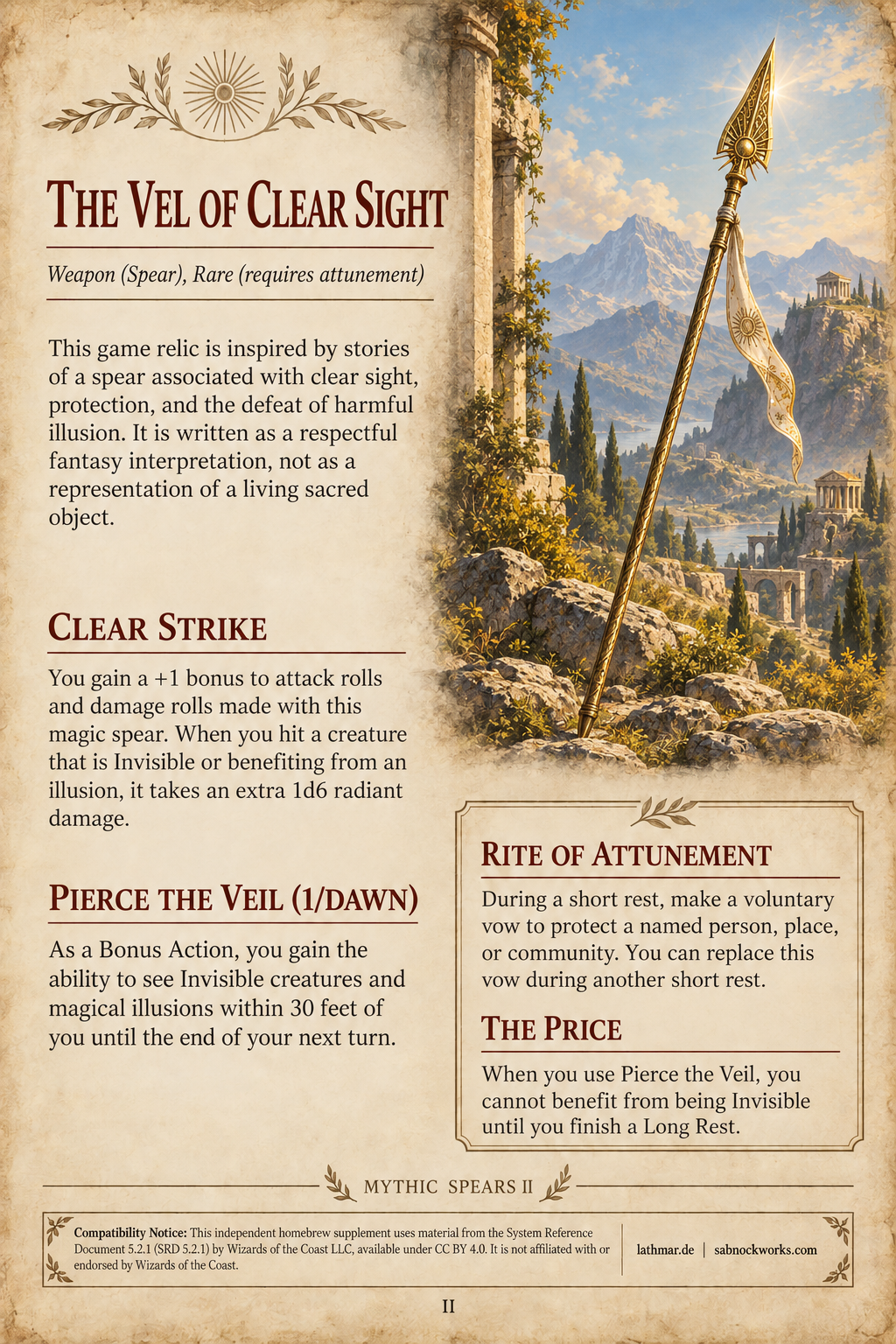 The Vel of Clear Sight tabletop material cover