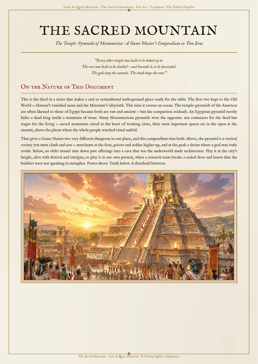 The Sacred Mountain tabletop material cover