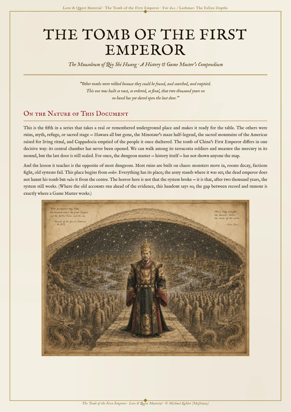 The Tomb of the First Emperor tabletop material cover